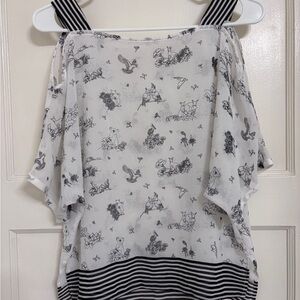 Women's Black and White Printed Top